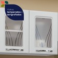 Armário de Cozinha de Aço Aéreo Duplo Star com Vidro Branco