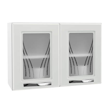 Armário de Cozinha de Aço Aéreo Duplo Star com Vidro Branco