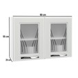 Armário de Cozinha de Aço Aéreo Duplo Star com Vidro Branco