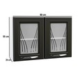 Armário de Cozinha de Aço Aéreo Duplo Star com Vidro Branco/Preto