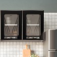 Armário de Cozinha de Aço Aéreo Duplo Star com Vidro Branco/Preto