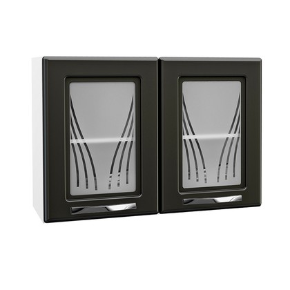 Armário de Cozinha de Aço Aéreo Duplo Star com Vidro Branco/Preto