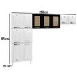 Armário de Cozinha de Aço Star 3 Peças com Palha Branco/Preto