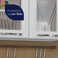 Armário de Cozinha de Aço Star 2 Peças com Vidro e Balcão para Pia Branco