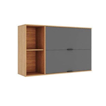 Armário Aéreo Castanha 1200mm com 2 Portas Cinza/Freijó