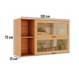 Armário Aéreo Castanha 1200mm com 2 Portas de Vidro Cinza/Freijó