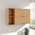 Armário Aéreo Castanha 1200mm com 2 Portas Ripadas Cinza/Freijó