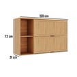 Armário Aéreo Castanha 1200mm com 2 Portas Ripadas Cinza/Freijó