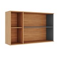 Armário Aéreo Castanha 1200mm com 2 Portas Ripadas Cinza/Freijó
