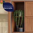 Armário Aéreo Castanha 1200mm com 2 Portas Ripadas Cinza/Freijó