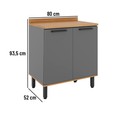 Balcão de Cozinha Castanha 800mm com Tampo Cinza/Freijó