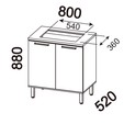 Balcão de Cozinha Castanha 800mm P/ Cooktop 4 Bocas C/ Tampo 2 Portas Cinza/Freijó