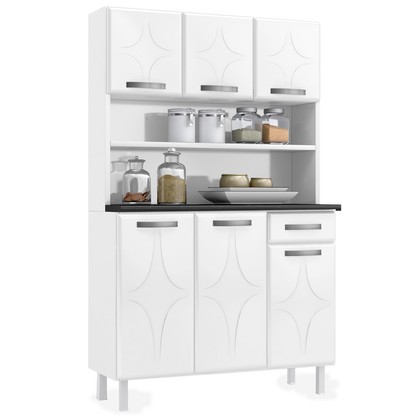 Armário de Cozinha Aço Rubi 6 Portas 1 Gaveta Branco - Telasul