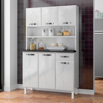 Armário de Cozinha Aço Rubi 6 Portas 1 Gaveta Branco - Telasul