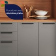 Armário de Cozinha Kit Compacto Castanha 1900mm 8 Portas 2 Gavetas Cinza/Freijó