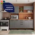 Armário de Cozinha Kit Compacto Castanha 1900mm 8 Portas 2 Gavetas Cinza/Freijó