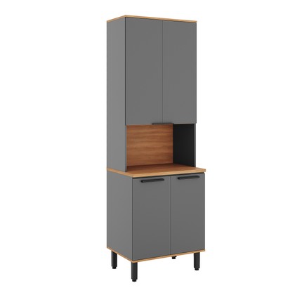 Paneleiro de Cozinha Castanha 700mm para Micro-Ondas 4 Portas Cinza/Freijó