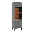 Paneleiro de Cozinha Castanha 700mm P/ Micro 3portas C/ Vidro Cinza/Freijó