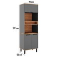 Paneleiro de Cozinha Castanha 700mm P/ Micro 3portas C/ Vidro Cinza/Freijó