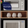 Armário de Cozinha Completa Castanha 2700mm Torre Quente e Balcão Cinza/Freijó