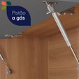 Armário de Cozinha Completa Castanha 2700mm Torre Quente e Balcão Cinza/Freijó
