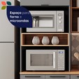 Armário de Cozinha Completa Castanha 2700mm Torre Quente e Balcão Cinza/Freijó