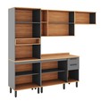 Armário de Cozinha Castanha 2700mm Torre Quente 4 Peças Cinza/Freijó