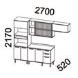 Armário de Cozinha Castanha 2700mm Torre Quente 4 Peças Cinza/Freijó