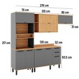 Armário de Cozinha Castanha 2700mm Torre Quente 4 Peças Cinza/Freijó