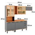 Armário de Cozinha Castanha 2700mm Torre Quente 4 Peças Cinza/Freijó