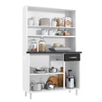 Armário de Cozinha Aço Rubi 6 Portas 1 Gaveta Branco/Preto - Telasul