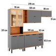 Armário de Cozinha Castanha 2700mm Paneleiro e Balcão com Vidro 4 Peças Cinza/Freijó
