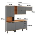 Armário de Cozinha Completa Castanha 2700mm 4 Peças Cinza/Freijó