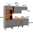 Armário de Cozinha Completa Castanha 2700mm Torre Quente 5 Peças Cinza/Freijó