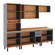Armário de Cozinha Completa Castanha 2700mm  5 Peças Cinza/Freijó