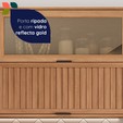 Armário de Cozinha Castanha 2700mm com Ripado e Vidro 5 Peças Cinza/Freijó