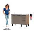 Balcão de Cozinha Telasul Caiena 120 Cm S/ Tampo Mel/Fumê