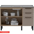 Balcão de Cozinha Telasul Caiena 120 Cm S/ Tampo Mel/Fumê