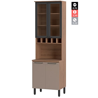 Paneleiro Telasul Caiena 70 Cm para Micro-Ondas Mel/Fumê