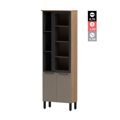 Cristaleira Telasul Caiena 70 Cm com Vidro Mel/Fumê