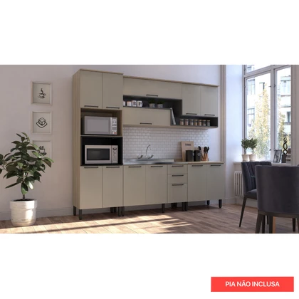 Cozinha Completa Telasul Caiena 4 Pçs C/ Balcão P/ Pia Mel/Fumê