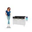 Balcão de Cozinha de Aço Triplo Telasul ágata C/ Tampo Branco/Preto