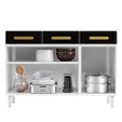 Balcão de Cozinha de Aço Triplo Telasul ágata S/ Tampo P/ Pia Branco/Preto