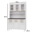 Armário de Cozinha de Aço Kit Triplo Telasul ágata com Vidro Branco