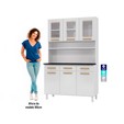 Armário de Cozinha de Aço Kit Triplo Telasul ágata com Vidro Branco