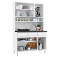 Armário de Cozinha de Aço Kit Triplo Telasul ágata com Vidro Branco