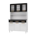 Armário de Cozinha de Aço Kit Triplo Telasul ágata com Vidro Branco/Preto