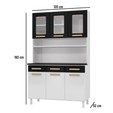 Armário de Cozinha de Aço Kit Triplo Telasul ágata com Vidro Branco/Preto