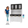 Armário de Cozinha de Aço Kit Triplo Telasul ágata com Vidro Branco/Preto