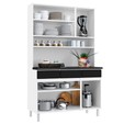 Armário de Cozinha de Aço Kit Triplo Telasul ágata com Vidro Branco/Preto